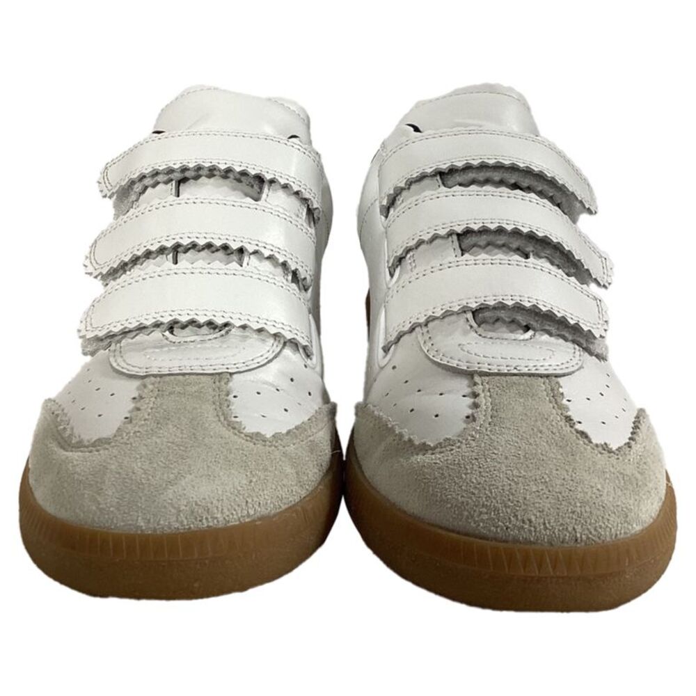 Isabel Marant Beth Logo Velcro Straps in White Leather and Suede - Picture 2 of 7